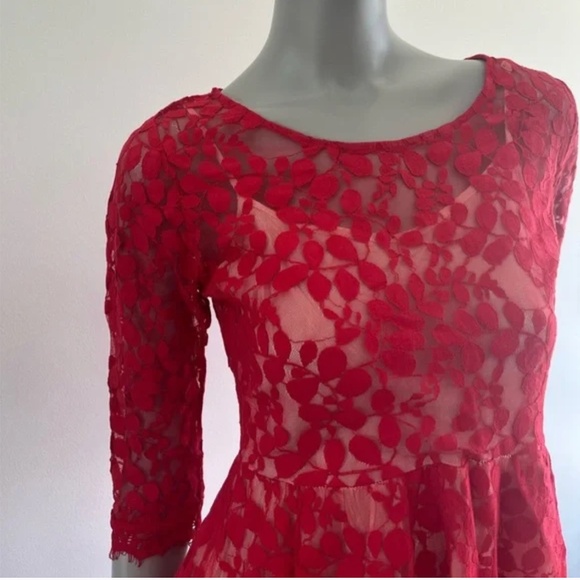 FREE PEOPLE| FLORAL MESH LACE DRESS - Picture 5 of 15